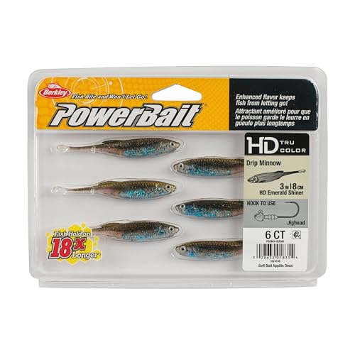 Berkley PowerBait Drip Minnow Fishing Soft Bait - color: HD Emerald Shiner, size: 3"