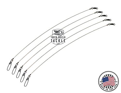 124 lb. 6" 5 Pack Premium Stainless Steel Solid Wire Tooth Shield Tackle Musky Pike Leader Jerk Bait Bucktail