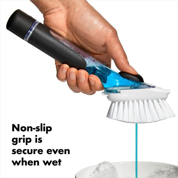 OXO Good Grips Soap Dispensing Dish Scrub Brush, Cleaning Brush for Kitchen