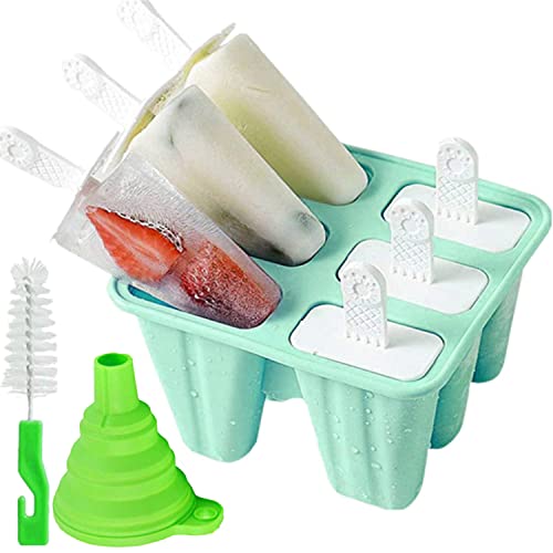 Popsicle Mold,Popsicle Molds 6 Pieces Silicone Ice Pop Molds BPA Free Popsicle Mold Reusable Easy Release Ice Pop Make (Green)