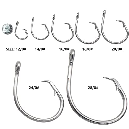 Giant Fishing Hook 6/0-28/0 Forged in-line Circle Hooks Shark & Swordfish &Tuna Hook Stainless Steel Big Game Hook Saltwater… - size: Size 26/0-Pack of 2