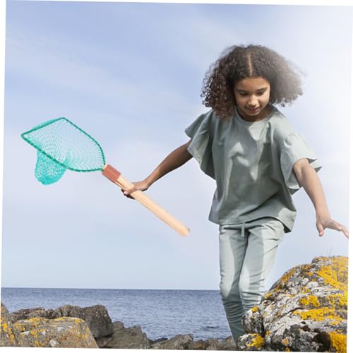 Totority Wood Handle Fishing Net 30cm Large Mesh Landing Net Portable Wear-Resistant Handheld Fishing Basket for Freshwater Fish Catching