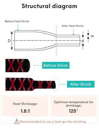 Accering X-Pattern Waterproof Fishing Rod Wrap (φ25mm, Black & Red) | Waterproof, Flexible fishing rod wrap (L3.3ft, Shrink Ratio: 1.8:1) for bare metal handle & golf clubs. - color: Black & Red, size: φ25mm, L3.3ft