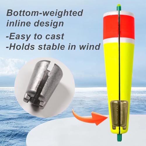 wondersee Fishing Floats Weighted Slotted Peg Popping Floats Slip Bobbers, Pack of 4 - color: Green, size: 5in.