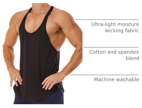 Men's Workout Quick Dry Soft Gym Bodybuilding Stringer Tank Tops - color: Black, size: Medium