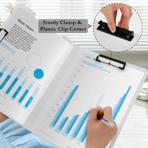A4 Foldable Clipboard Folder with Double Clips Metal Clip, Pen Holder, 360 Degree Foldable Storage Clipboards Fish Hooks Lures Binder File Folder for Office,Nursing,Work,