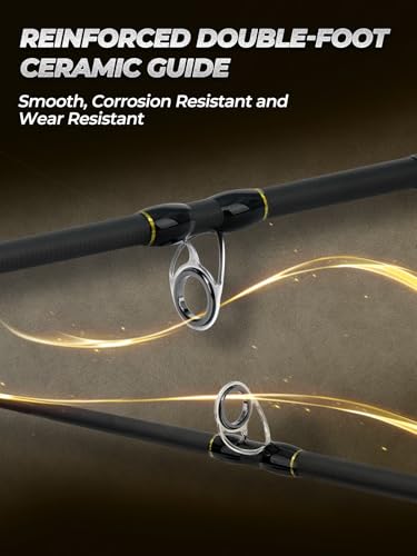 Jenseits Carbon Fiber Fishing Rod Series (6-12 Ft), Spinning & Casting Rods with Stainless Steel Ceramic Guides, Fast Action Fishing Pole for Bass, Trout, Walleye & Surf Fishing - size: 6'0"-Medium Light-Fast-Black