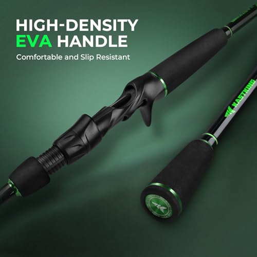 KastKing Zephyr Dual Tip Fishing Rod, Lightweight KastFlex IM6 Graphite Spinning & Casting Rod with Zirconium Oxide Ring Guides, Hook Keeper, EVA Grip, PTS Power Transition System - size: 6'8"-M/MH-Fast(2 Pcs+ Extra Tip), style: Casting