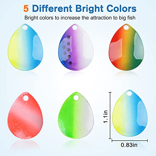 35pcs Fishing Spinner Blades Colorful Colorado Blades Kit Lure Making Supplies Easy Spin Fishing Spoons for DIY Inline Spinner Spinnerbaits Walleye Rig Freshwater Saltwater - color: Blue & Yellow