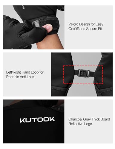 KUTOOK Winter Fishing Gloves for Men& Women Waterproof Glove Cold Weather Hunting Photography Shooting Hiking - color: Black, size: XX-Large