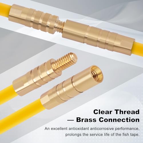 22FT Fiberglass Running Electrical Wire Cable Pulling Fish Tape kit in a Carrying Case Through Wall Cable Snake Rods Electrical Tools Kit with Different Attachments - size: 22FT-16 Rods