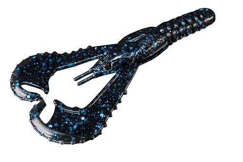 Lunker City Fishing Karate Craw 3" or 4" Soft Plastic Crawfish Bass Lure Open Claws Bait, 7 Per Bag, Made in The USA - color: #23 Black/ Blue, size: 3"