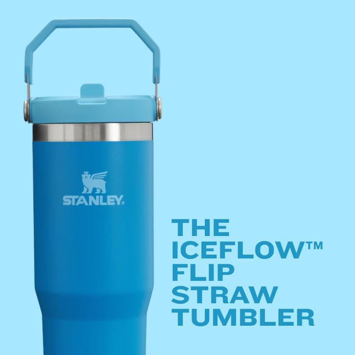 STANLEY IceFlow Flip Straw Tumbler with Handle 30 oz | Twist On Lid and Flip Up Straw | Leak Resistant Water Bottle | Insulated Stainless Steel |BPA-Free | Rose Quartz