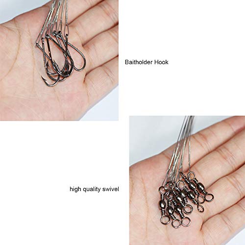 20pcs Wire Leader Hook Rigs Baitholder Fishing Hook Nylon Coated Fishing Wire Leader with Swivel - color: 10inch silver, size: 2/0-20pcs