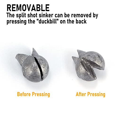 Dr.Fish 100 Pack Removable Split Shot Weights Lead Fishing Sinkers Fly Fishing Line Sinkers Reuseable Clip On Weights Freshwater Saltwater - size: #BB(1/80 oz)