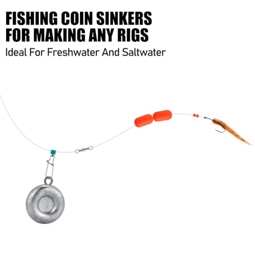 Dr.Fish Fishing Coin Sinkers Lead Fishing Weights Disc Weights No Roll Freshwater Saltwater River Bank Surf Fishing Catfishing - size: 12oz/3 Pack