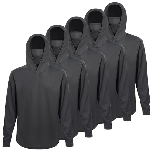 LeeHanTon Men UPF 50+ Sun Protection Hoodie Long Sleeve Shirts Dry-Fit UV Breathable Work Athletic Summer Pullover Sweatshirt - color: A-dkgy-with Mask, size: Large