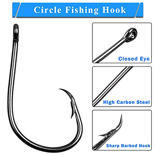 Inline Circle Hooks Saltwater, 100pcs Saltwater Fishing Hooks High Carbon Steel Fish Hook Straight Eye Octopus Hook for Catfish - size: 100PCS 1/0