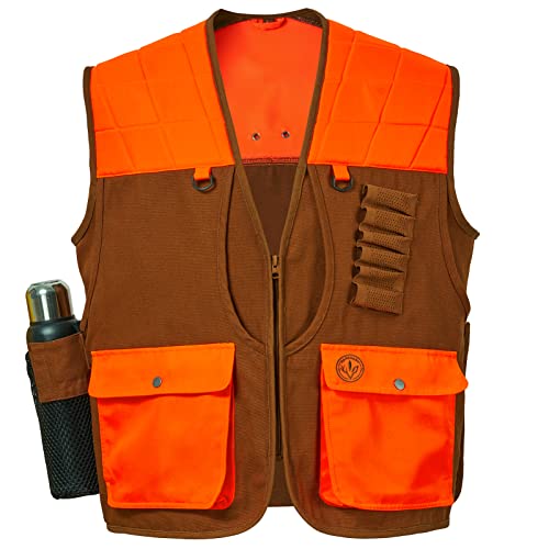 BASSDASH Upland Game Field Water-Resistant Bird Hunting Vest with Multi Pockets Men Women FV11 - color: Brown/Orange, size: 3X-Large