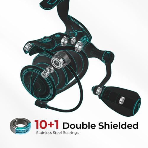 Piscifun Viper X Spinning Reels, Carbon Fiber 33LBs Max Drag, 10+1 Shielded BB, Saltwater Freshwater Spinning Fishing Reel, 5.2:1/6.2:1 - color: Green, size: 4000