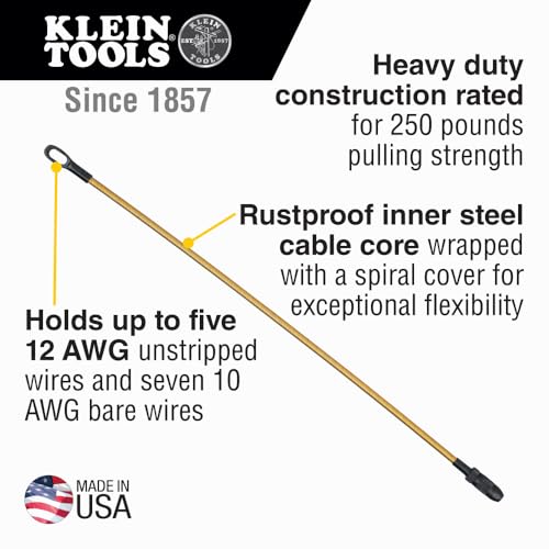 KLEIN TOOLS 50350 13-Inch Flexible Fish Tape Leader, Made in USA, for 1/8-Inch Wide Steel Fish Tapes
