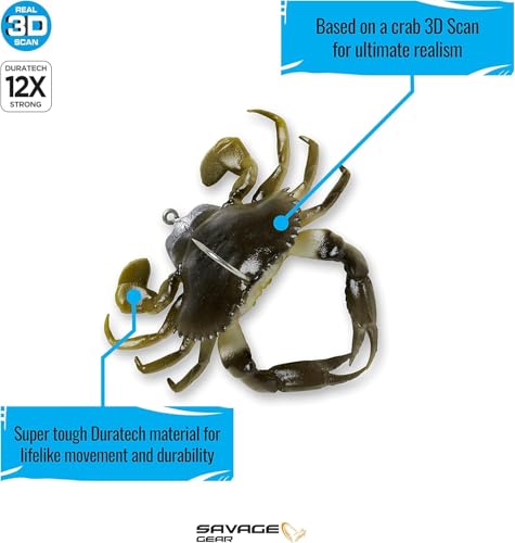 Savage Gear 3D Crab TPE Fishing Soft Bait - color: Blue Crab, size: 1 oz (3 in)