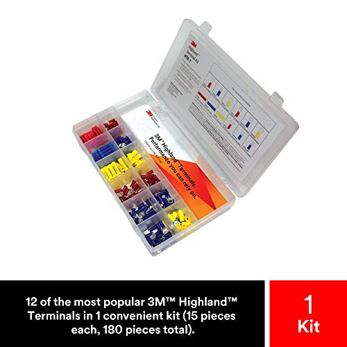 3M Highland Terminal Kit, HTK-1, 1 Kit of 180 Pieces | Includes Ring, Fork, Butt Splice and Disconnects, Refillable, Compact, Portable, Durable - style: Standard terminal kit