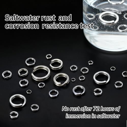 FishTrip 50/100/200Pcs Fishing Split Rings Heavy Duty for Saltwater | Stainless Steel, Nickel-Plated Flattening Process, Terminal Tackles Connectors Treble Hooks Replacement, Plugs, Spinners - size: 0#_50pcs