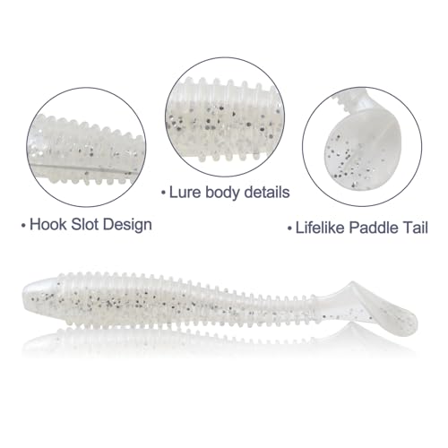 Soft Fishing Lures, 6.5cm/8cm Paddle Tail Swimbaits Soft Plastic Lures Kit for Bass Trout Walleye Crappie 30pcs/40pcs… - color: A-5.5cm/2.16in-50pcs