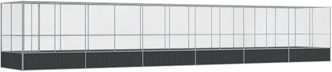 Large Bird Aviary with Extension, Outdoor Galvanized Steel Bird Cage, Galvanized Steel Outdoor Bird Aviary, Mesh Fence Bird House for Small Animals, 490.6"x81.5"x83.5"