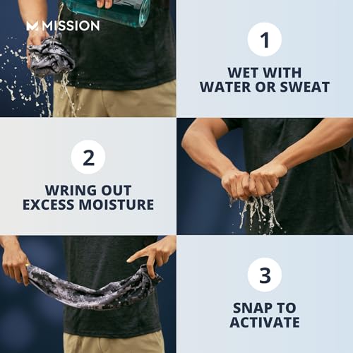 MISSION Max Plus Cooling Towel- Soft, Durable Microfiber - Cools Up to 3 Hours - UPF 50 Sun Protection - Machine Washable - color: Black Tango Red