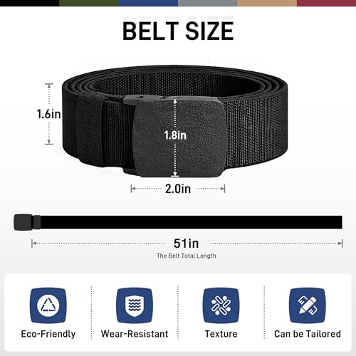UNGGJKB Men's Tactical Belt, Nylon Casual Elastic Belt, Work Belt That Can Be Cut And Adjusted - color: Blue/Green/Black-stretch