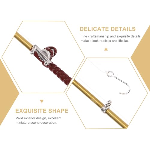 Angoily Mini Fishing Rod Model 5.31 Inch Miniature Fishing Pole Dollhouse Accessories Micro Landscape Decor for DIY Mini House Display