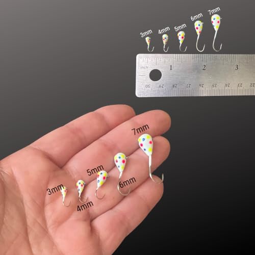 Reaction Tackle Tungsten Ice Fishing Jigs, Tear Drop Jig Heads that Glow with UV Light for Panfish, Crappie, Walleye, Perch, Trout and Bluegill - color: 10-pcs Variety Pack, size: 3 mm