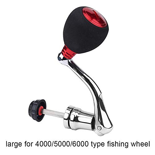 Fishing Reel Handle Replacement, Metal Power Handle with EVA Knob for 4000 5000 6000 Series Spinning Reels, Red Rocker Arm Grip