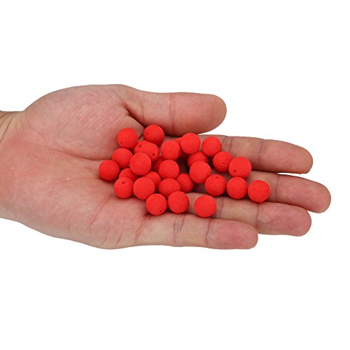 Acouto 30PcsLot Carp Fishing Foam Up Soft Pellets Baits Floating Lure for Effective Fishing Carp ， Bait，Soft Pellets，Floating Lure，Foam Lures， Pel - color: Red strawberry flavor 10MM