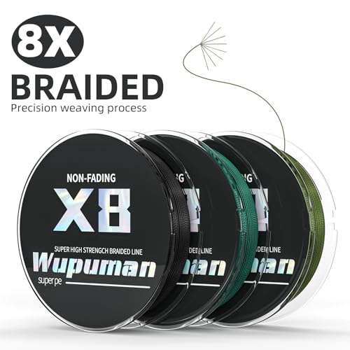 Braided Fishing Line 8 Strands (Non-Fading) Super 100% PE(LBS:6/8/10/15/20/30/40/50/60/70/80/90/100/130/150/200)(150M 300M 500M 1000M) Ocean, Lake,Parks, River Fishing - color: Moss Green, size: 10LB 500M 546Yards