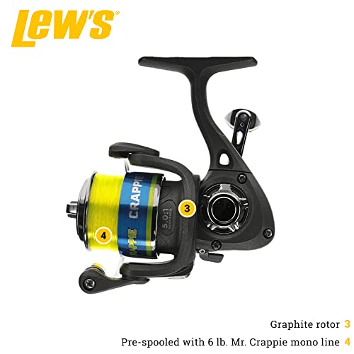 Lew's Crappie Thunder Spinning Reel and Fishing Rod Combo, 2-Piece IM6 Graphite Blank, Right or Left-Hand Retrieve - style: 6'6"