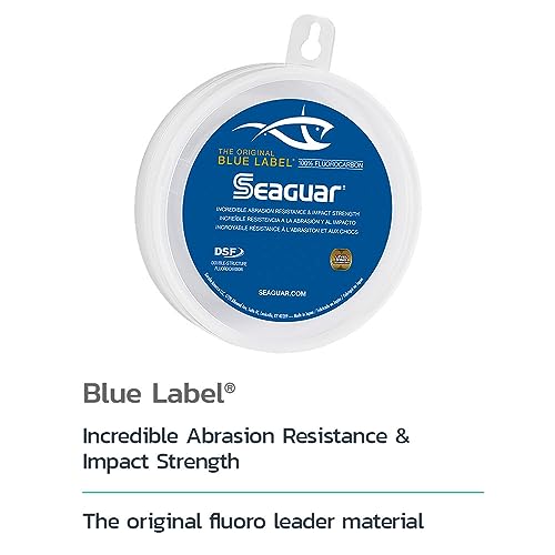 Seaguar Blue Label Fishing Leader Line for Saltwater, 100% Fluorocarbon, Clear, Multiple Sizes - size: 30lbs/25yds