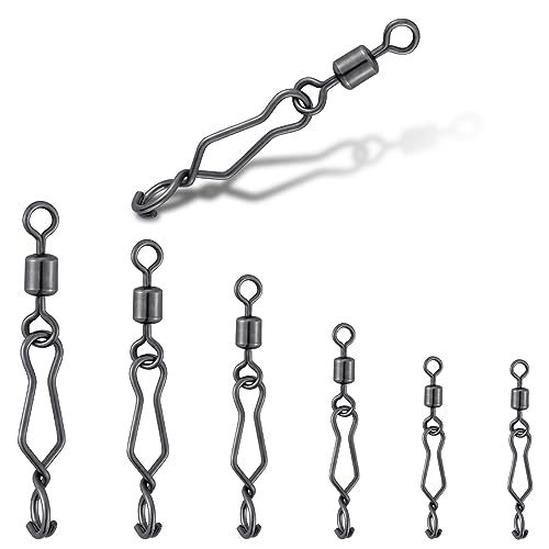 Dr.Fish 20 Pack Fishing Speed Clips with Barrel Swivel, Stainless Steel Lure Quick Clips Snap Swivels Freshwater - size: #2-95LB