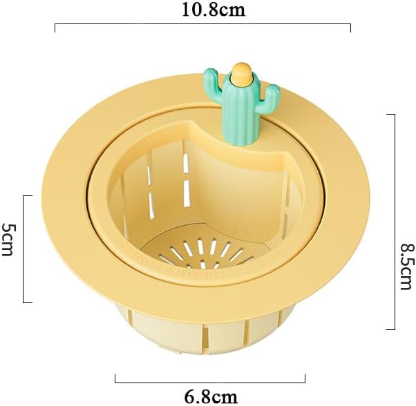 Cactus Kitchen Sink Drain Strainer, 2026 Upgrade Press to Dump Basket Waste Collector, Multifunctional Kitchen Sink Drain Strainer Fun Sink Accessory for Home Bathroom (Green + Yellow)