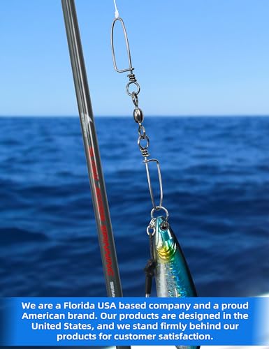 BLUEWING 10pcs Double Snap Swivels 75lbs, 135lbs, 200lbs, 300lbs Stainless Steel Coastlock Fishing Snap Swivel High Strength Saltwater Fishing Tackle Connector - size: 200lbs