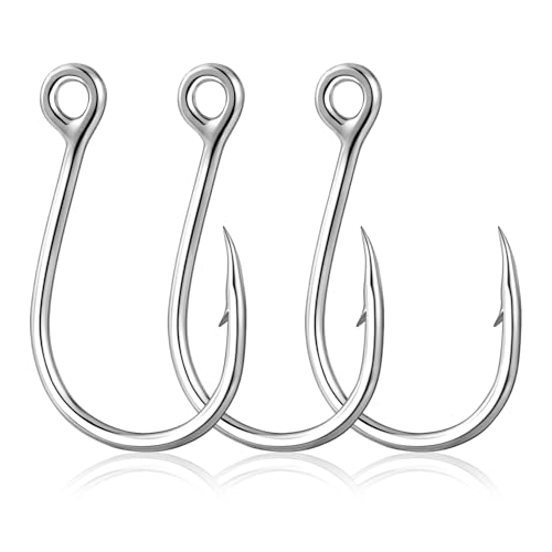 Alwonder 10-Pack Inline Hooks 5X Strong Single Replacement Hook for Hard Baits, High Carbon Steel Heavy Duty Welded Eye Fishing Hooks, Jigging Hook for Freshwater Saltwater Trolling Fishing Tackle - size: #3/0