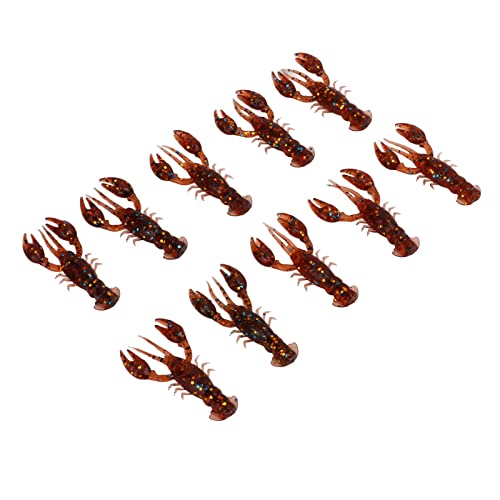 10PC Soft Fishing Lure Crawdad Bait Creature Baits Fishing Lure Set Bass Fishing Lures Soft Plastic Fishing Lures PVC Shrimp Artificial Soft Lure Baits Crawfish Bait Shrimp - color: Dark Brown