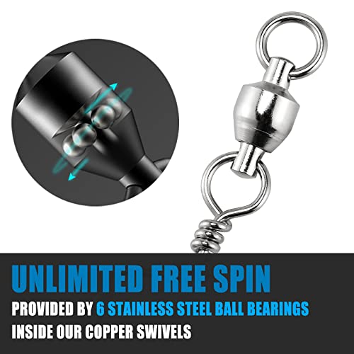 Dr.Fish 20 Pack Fishing Snap Swivels Ball Bearing Swivels Fishing Tackle Saltwater & Freshwater Coast Lock Lure Snaps Clips Terminal Tackle Line Leader Connector Accessories - size: #1-35LB-20 Pack