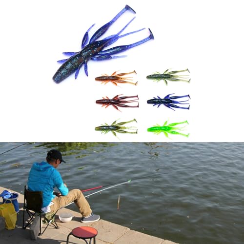 8pcs Soft Crawfish Baits Artificial Baits Floating Shrimp Lobster Baits Crayfishs Lure Swimbait Elastic Simulation Baits - color: yellow green 3