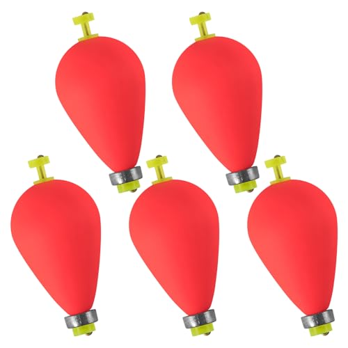 Dr.Fish 5 Pack Weighted Fishing Bobbers Snap-on Spring Bobbers Push Button Floats EVA Foam Pear Shape Bass Freshwater Fishing for Crappie Panfish Bluegill Trout - color: Red, size: 2.5"(3/4oz)