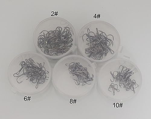 20pc/Box Fishing Treble Hooks Set High Carbon Steel Fishing Hooks Classic Round Bend Hook 2# 4# 6# 8# 10# - color: Black, size: 4#-20pcs