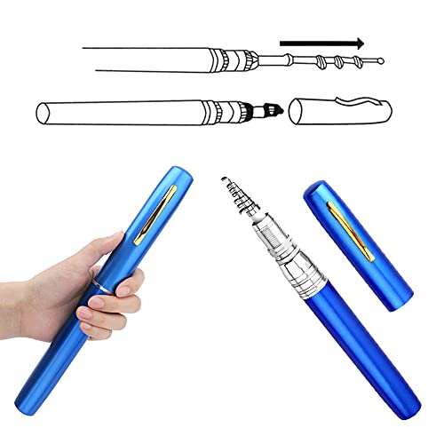 Lixada Fishing Rod Reel Combo Mini Pen Fishing Pole Kit Telescopic Fishing Rod Spinning Reel Combo Kit - color: Blue, size: 2.1 m