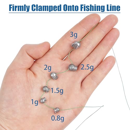 Split Shot Fishing Weights Sinkers, 200pcs Removable Fishing Line Weights and Sinkers for Freshwater Saltwater Bass Trout - size: 0.8g 1g 1.5g 2g 2.5g (Small-200pcs)